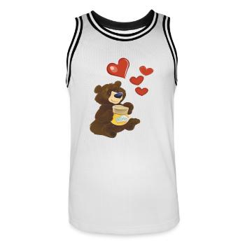 Bär - Männer Basketball-Trikot - Weiß/Schwarz - Vorne - AI Model Male 185 dark (185cm)