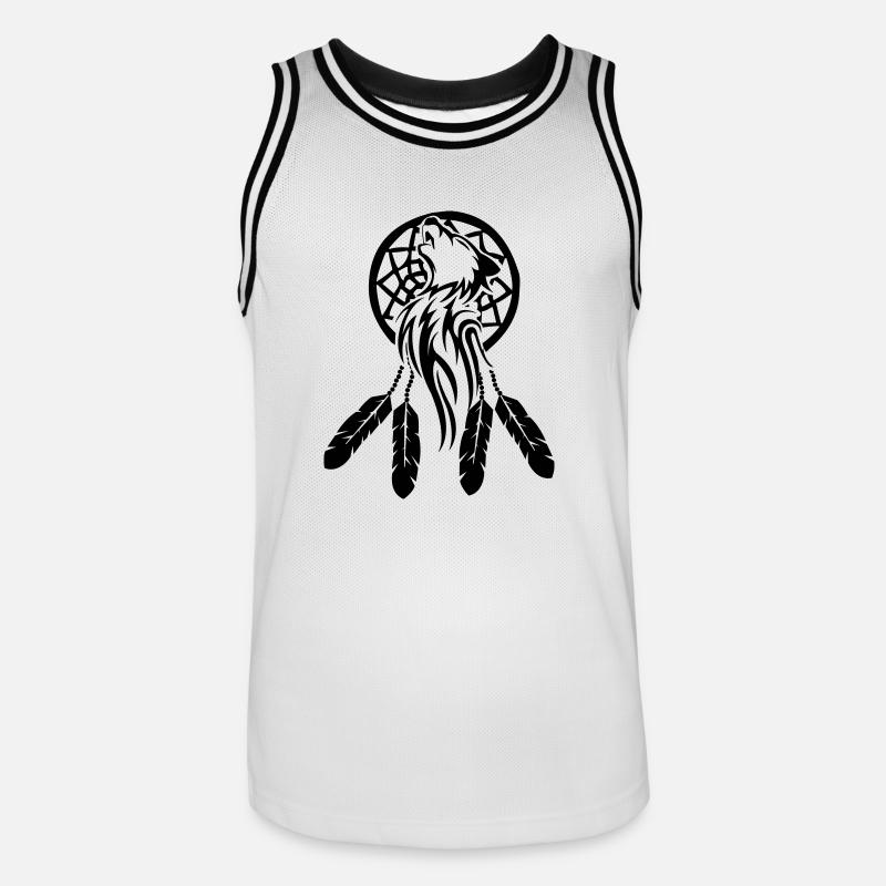 wolf_traumfaenger_001 - Männer Basketball-Trikot - Weiß/Schwarz