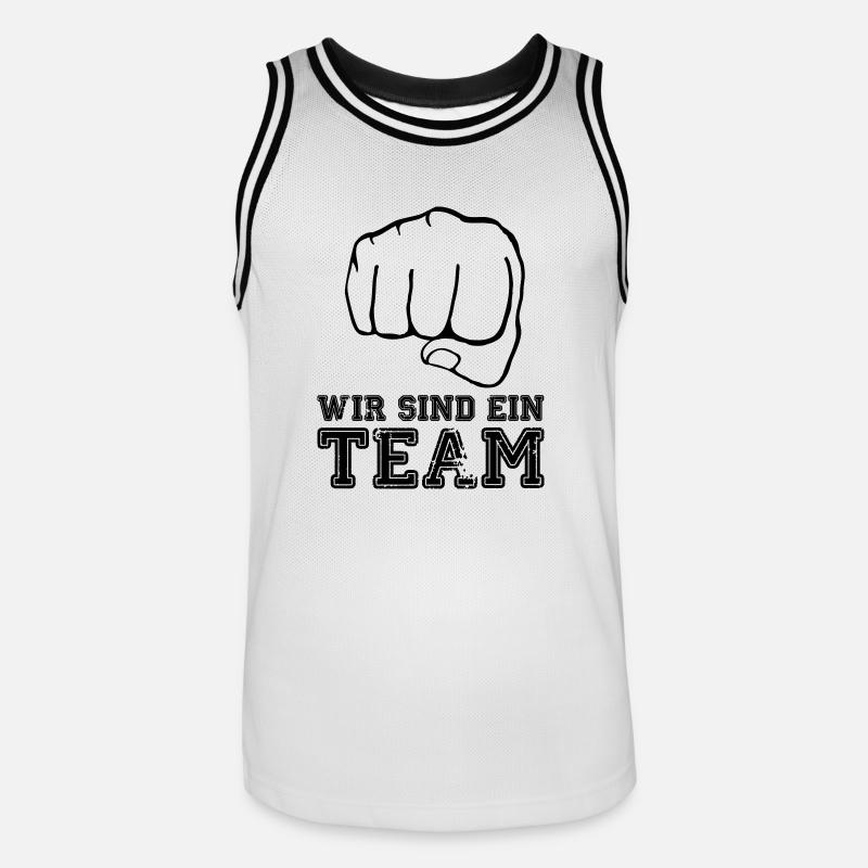wir_sind_ein_team_faust - Männer Basketball-Trikot - Weiß/Schwarz