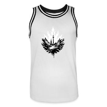 Deine Stadt Berlin - Männer Basketball-Trikot - Weiß/Schwarz - Vorne - AI Model Male 185 dark (185cm)