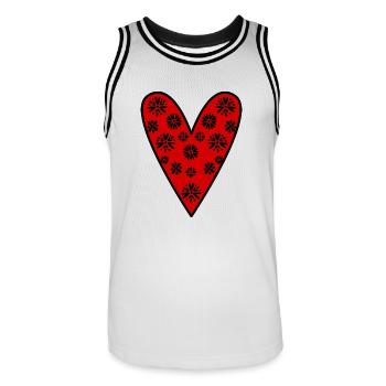 VALENTINSTAG. Junggesellinnenabschied. ICH LIEBE DICH. ICH LIEBE DICH. LIEBE - Männer Basketball-Trikot - Weiß/Schwarz - Vorne - AI Model Male 185 dark (185cm)