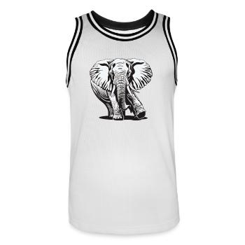 Elephant, Elephant, Animal, Zoo, Africa, Safari, Savannah - Men's Basketball Jersey - white/black - Front - AI Model Male 185 dark (185cm)