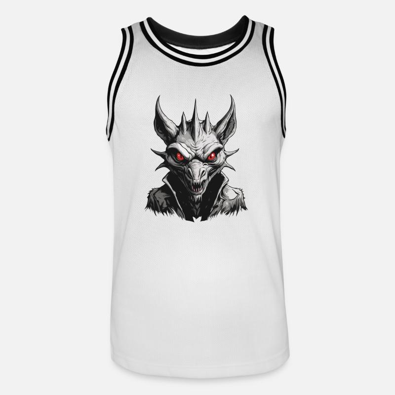 Chupacabra / Créature suceuse / Monstre /Espagne - Maillot de basket Homme - blanc/noir