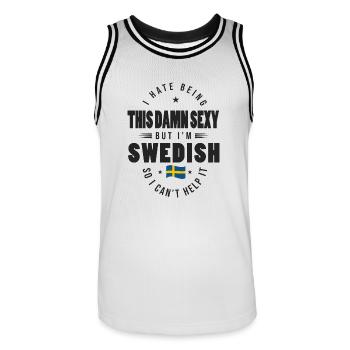 je suis suédoise T shirt Suédois drole - Maillot de basket Homme - blanc/noir - Devant - AI Model Male 185 dark (185cm)