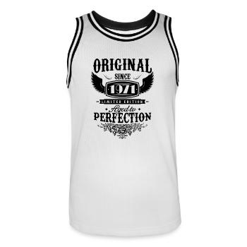 Perfection 1971 -53rd Anniversary,Original - Men's Basketball Jersey - white/black - Front - AI Model Male 185 dark (185cm)