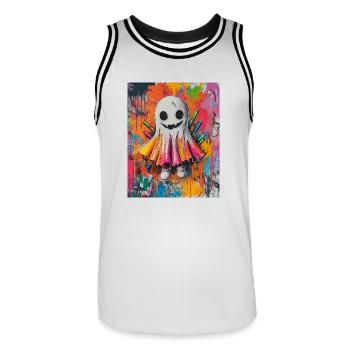 Cadeau d’Halloween Femmes Hommes Enfants Décoration - Maillot de basket Homme - blanc/noir - Devant - AI Model Male 185 dark (185cm)