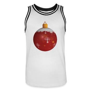 boule de noël rouge - Maillot de basket Homme - blanc/noir - Devant - AI Model Male 185 dark (185cm)