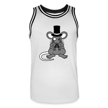 Mr. Mouse Top Hat Monocle Glasses Rich Mr. - Men's Basketball Jersey - white/black - Front - AI Model Male 185 dark (185cm)