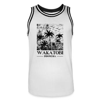 Wakatobi Indonesia - Men's Basketball Jersey - white/black - Front - AI Model Male 185 dark (185cm)