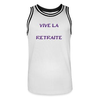 RETRAITE. RETRAITE. RETRAITEE. SENIOR. MAMIE. PAPY - Maillot de basket Homme - blanc/noir - Devant - AI Model Male 185 dark (185cm)