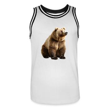 Les ours bruns sont omnivores - Maillot de basket Homme - blanc/noir - Devant - AI Model Male 185 dark (185cm)