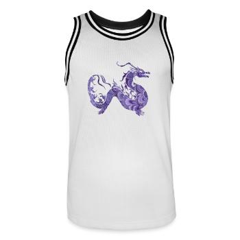 dragon e 76 - Men's Basketball Jersey - white/black - Front - AI Model Male 185 dark (185cm)