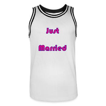 ICH HABE GERADE GEHEIRATET. Junggesellinnenabschied. HEILIGER VALENTINSTAG. PAAR - Männer Basketball-Trikot - Weiß/Schwarz - Vorne - AI Model Male 185 dark (185cm)
