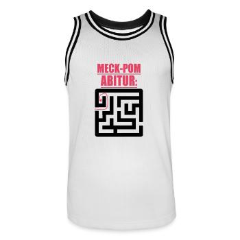 Abitur Abschluss Prüfung Sprüche lustig Meck-Pomm - Männer Basketball-Trikot - Weiß/Schwarz - Vorne - AI Model Male 185 dark (185cm)