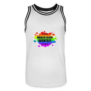 AfD stoppen gegen rechts Demokratie verteidigen - Männer Basketball-Trikot - Weiß/Schwarz - Vorne - AI Model Male 185 dark (185cm)