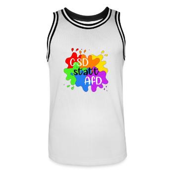 CSD statt AfD - Männer Basketball-Trikot - Weiß/Schwarz - Vorne - AI Model Male 185 dark (185cm)
