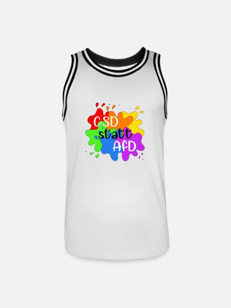 CSD statt AfD - Männer Basketball-Trikot - Weiß/Schwarz