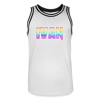 ivan rs regenbogen - Männer Basketball-Trikot - Weiß/Schwarz - Vorne - AI Model Male 185 dark (185cm)