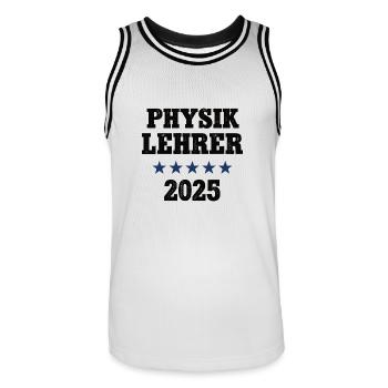 Physik Lehrer Physiklehrer 2025 Lehramt Physiker - Männer Basketball-Trikot - Weiß/Schwarz - Vorne - AI Model Male 185 dark (185cm)