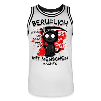 Beruflich wollte ich was mit Menschen machen Katze - Männer Basketball-Trikot - Weiß/Schwarz - Vorne - AI Model Male 185 dark (185cm)