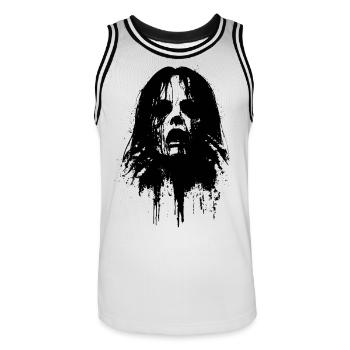 Tête de femme démoniaque aux yeux vides - Maillot de basket Homme - blanc/noir - Devant - AI Model Male 185 dark (185cm)