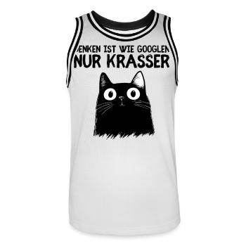Denken ist wie Googeln - Süße schwarze Katze - Männer Basketball-Trikot - Weiß/Schwarz - Vorne - AI Model Male 185 dark (185cm)
