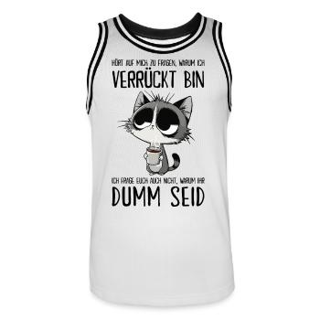 Grummelige Kaffee-Katze für Morgenmuffel - Männer Basketball-Trikot - Weiß/Schwarz - Vorne - AI Model Male 185 dark (185cm)