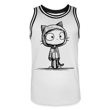 Croquis de dessin animé de chat kawaii - Motif mignon - Maillot de basket Homme - blanc/noir - Devant - AI Model Male 185 dark (185cm)