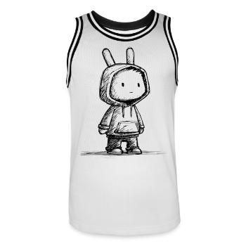 Croquis de dessin animé de lapin kawaii - Motif de lapin mignon - Maillot de basket Homme - blanc/noir - Devant - AI Model Male 185 dark (185cm)
