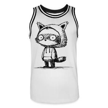 Croquis de dessin animé de raton laveur kawaii - Motif amusant - Maillot de basket Homme - blanc/noir - Devant - AI Model Male 185 dark (185cm)