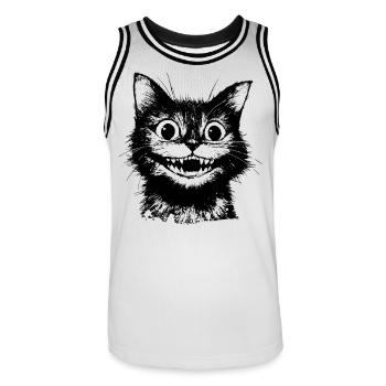 Mignon chat noir du Cheshire – motif gothique amusant - Maillot de basket Homme - blanc/noir - Devant - AI Model Male 185 dark (185cm)