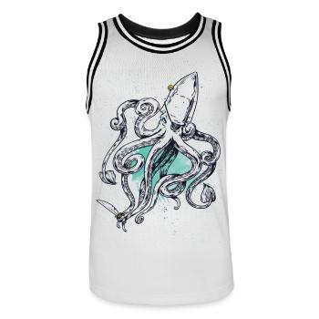 Pirate Octopus - Men's Basketball Jersey - white/black - Front - AI Model Male 185 dark (185cm)
