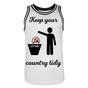 Socialism and Capitalism Funny - Men's Basketball Jersey - white/black - Front - AI Model Male 185 dark (185cm)
