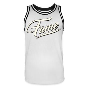 célébrité célèbre célèbre gagnant populaire connu - Maillot de basket Homme - blanc/noir - Devant - AI Model Male 185 dark (185cm)