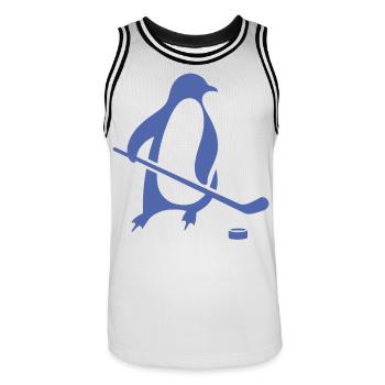 Penguin Ice Hockey Silhouette Minimalist - Men's Basketball Jersey - white/black - Front - AI Model Male 185 dark (185cm)