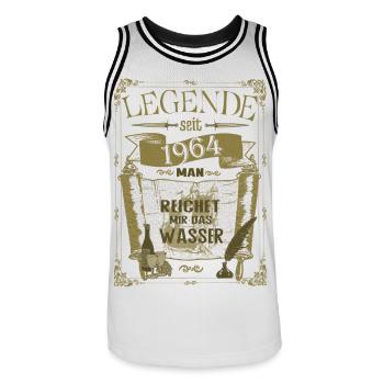 1964 Geburtstag - Legende seit - Männer Basketball-Trikot - Weiß/Schwarz - Vorne - AI Model Male 185 dark (185cm)
