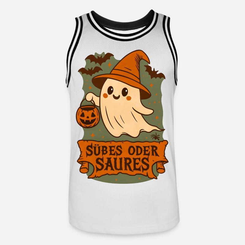 Süßes oder Saures - Gespenst - Männer Basketball-Trikot - Weiß/Schwarz