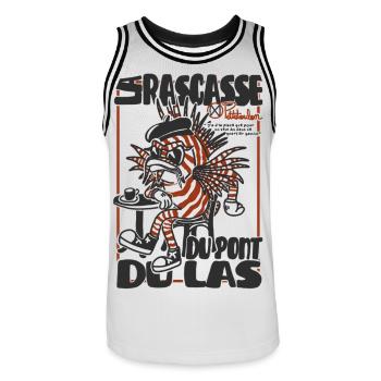 The Scorpion fish of Pont-du-Las, Toulon mascot - Men's Basketball Jersey - white/black - Front - AI Model Male 185 dark (185cm)