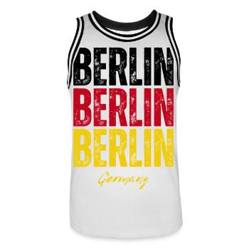 Berlin Germany, memory of Berlin - Men's Basketball Jersey - white/black - Front - AI Model Male 185 dark (185cm)