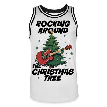 Rocking around the Christmas Tree - Men's Basketball Jersey - white/black - Front - AI Model Male 185 dark (185cm)