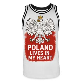 Polen lebt in meinem Herzen Weißer Adler Polska - Männer Basketball-Trikot - Weiß/Schwarz - Vorne - AI Model Male 185 dark (185cm)