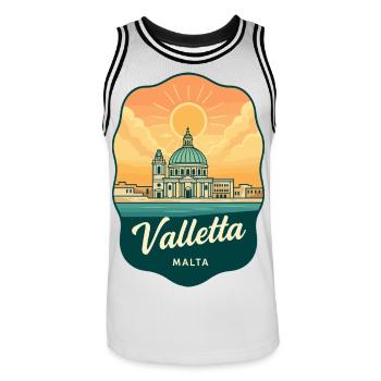 Badge de voyage Retro Sunset de Valletta Malta - Maillot de basket Homme - blanc/noir - Devant - AI Model Male 185 dark (185cm)