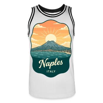 Neapel Mount Vesuvius Retro Reiseabzeichen - Männer Basketball-Trikot - Weiß/Schwarz - Vorne - AI Model Male 185 dark (185cm)