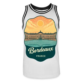 Emblème rétro de la Place de la Bourse à Bordeaux - Maillot de basket Homme - blanc/noir - Devant - AI Model Male 185 dark (185cm)