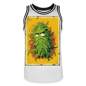 Grummelblatt Pop Art Cannabis - Maillot de basket Homme - blanc/noir - Devant - AI Model Male 185 dark (185cm)