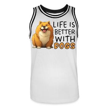 La vie est meilleure avec les chiens Pembroke Welsh Corgi - Maillot de basket Homme - blanc/noir - Devant - AI Model Male 185 dark (185cm)