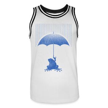 Grenouille avec un parapluie sous la pluie - Maillot de basket Homme - blanc/noir - Devant - AI Model Male 185 dark (185cm)