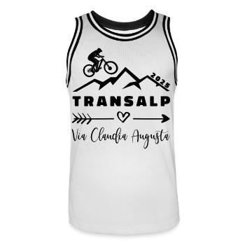 Transalp Via Claudia Augusta 2025 - Männer Basketball-Trikot - Weiß/Schwarz - Vorne - AI Model Male 185 dark (185cm)