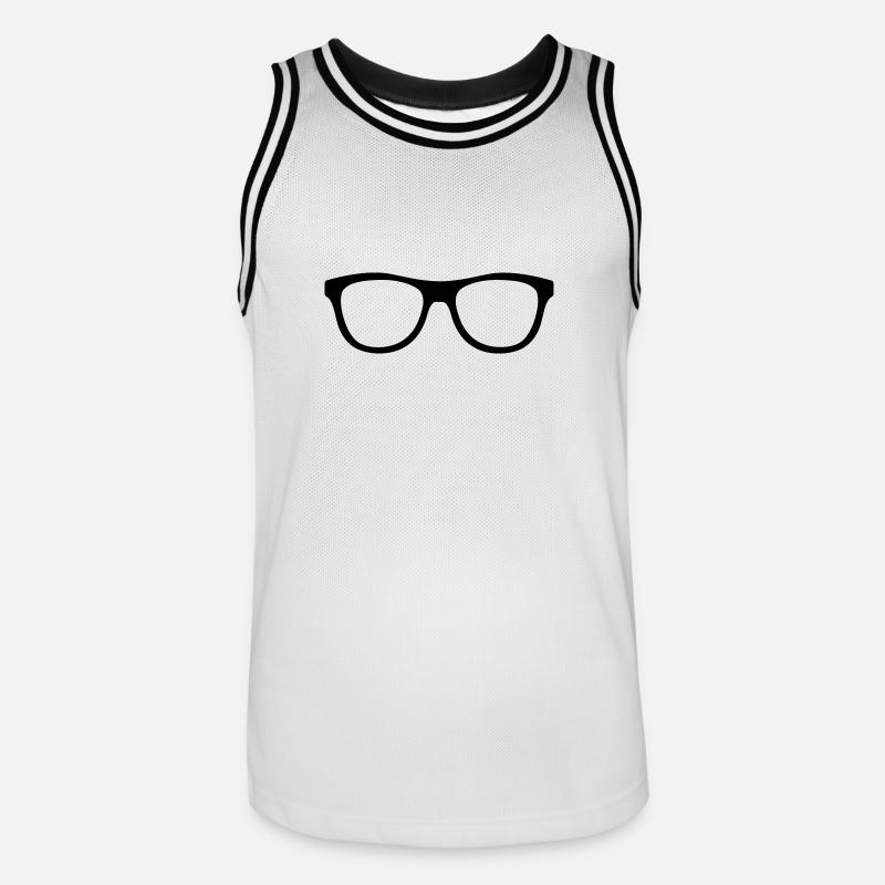 Nerd Hispter Lunettes - Lunettes - Maillot de basket Homme - blanc/noir