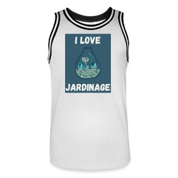 GARDEN. SPRING. GARDENING. RETIREMENT. SPRING. - Men's Basketball Jersey - white/black - Front - AI Model Male 185 dark (185cm)